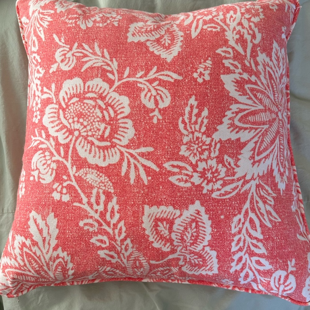 Newport Oversized Throw Pillow Orange Coral Peachy floral down filled USA